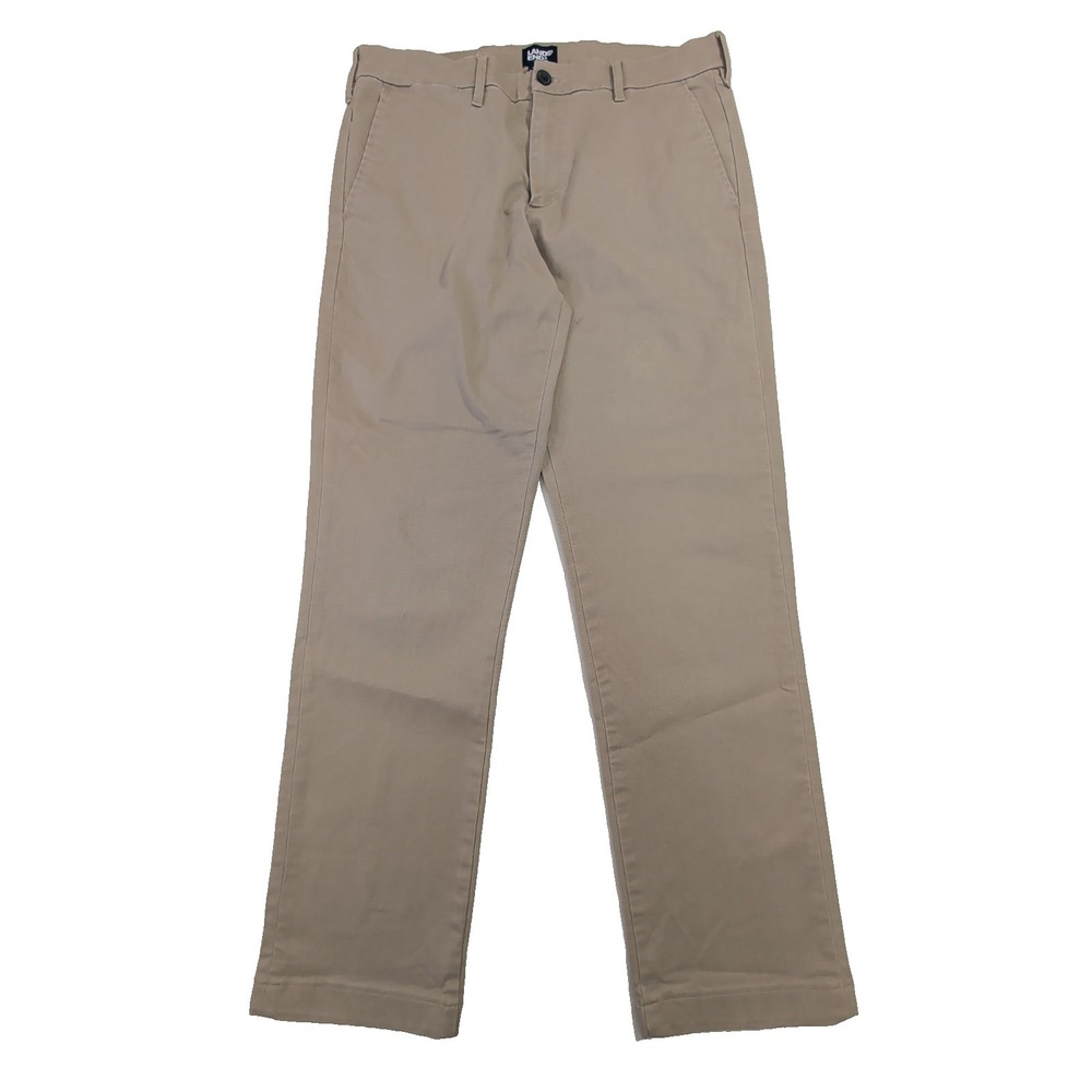 Lands End Chino Pant Men 34 Khaki Straight Fit Travel Kit Preppy Business Casual